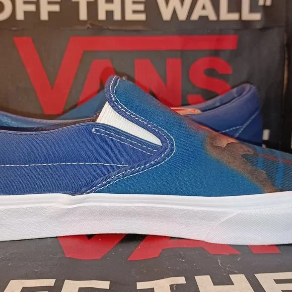 Vans Men's 4.5/Women's 6 Slip On Big Reveal Navy Plaid Fire Canvas-VN000XG81P4 - Picture 11 of 12